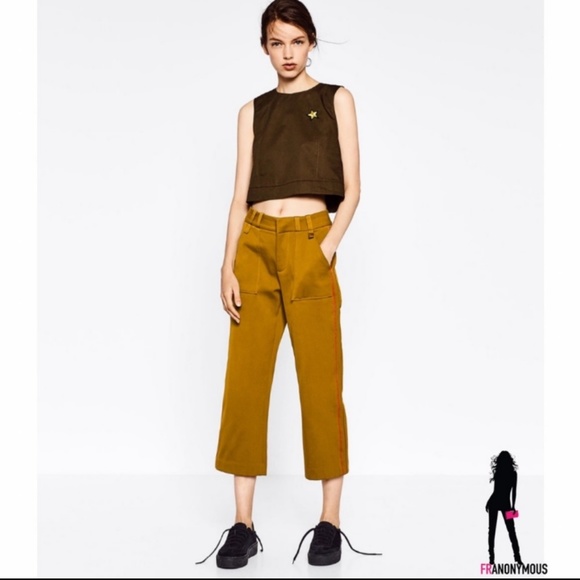 Zara Olive Sleeveless Crop Top - Picture 3 of 5